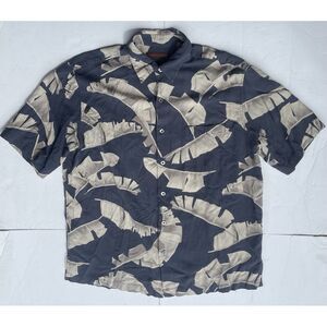 Tori Richard Button Hawaiian‎ Shirt Men's Large Blue Floral Short Sleeve Silk